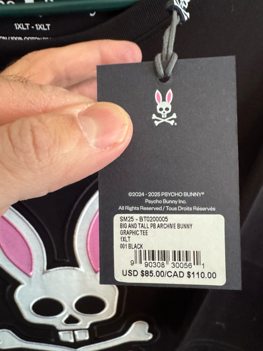 Psycho Bunny Black Tee with White Logo - Picture 3 of 4